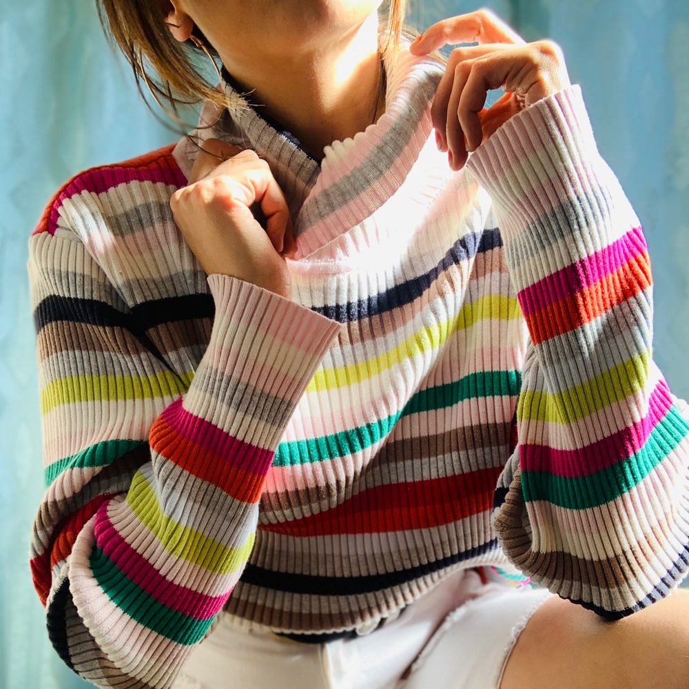 90s St. John’s Bay Striped Turtleneck Top
